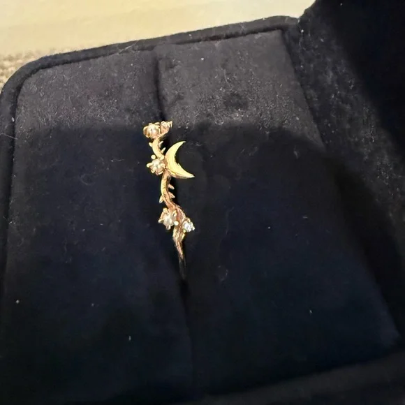 Sofia Zakia 14K Rose Gold Moon Guardian Diamond Pearl Ring Sz 8.5 - Picture 3 of 5